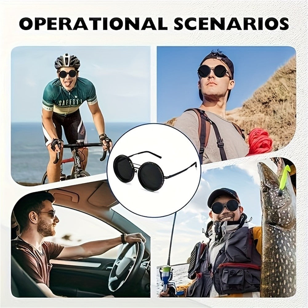 Adjustable Tint Sunglasses, 1-9 Gears Polarized Glasses, Beach, Fishing, Driving