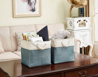 Large Storage Basket Rectangular Fabric Collapsible Organizer Bin Box 13×13×13In