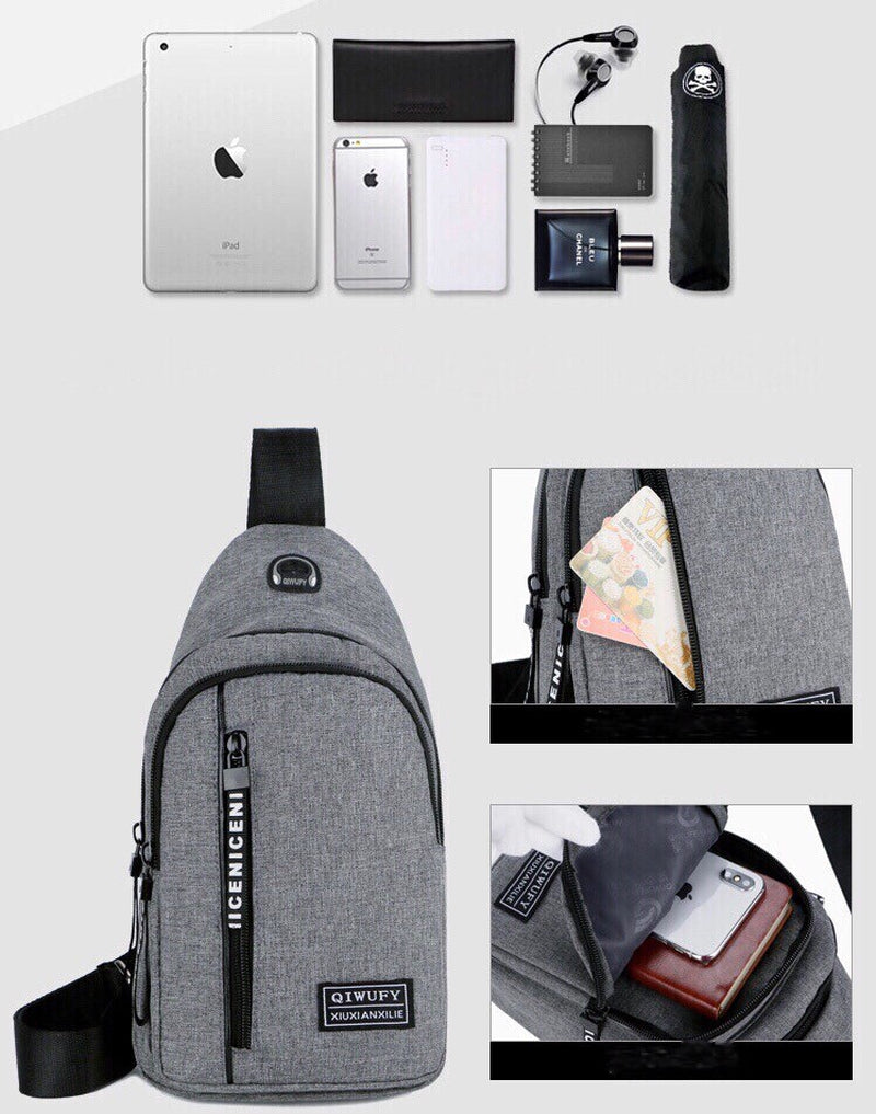 Mens Sling Bag Cross Body Handbag Chest Bag Shoulder Pack Sports Travel Backpack