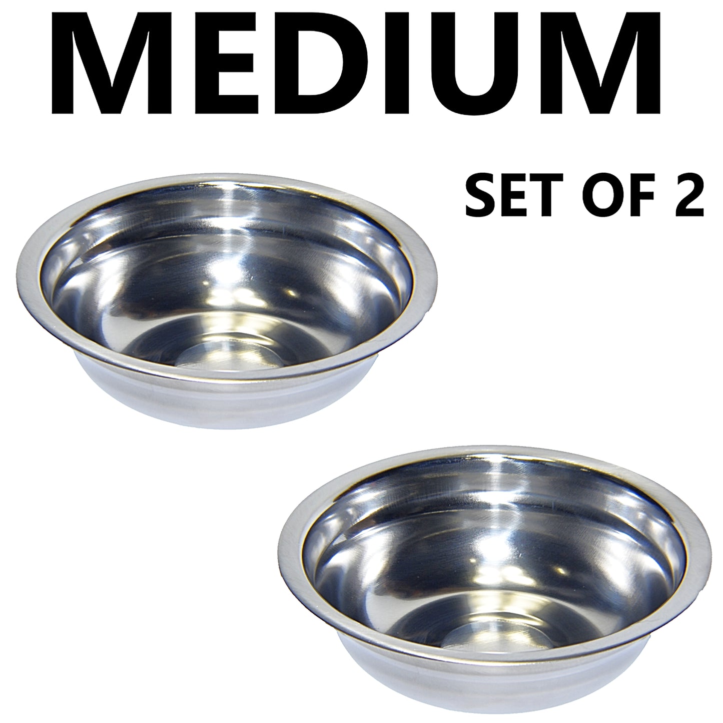 Set of 2 Dog Cat Pet Bowl Dish Metal STAINLESS STEEL Silver New XXS-XXL