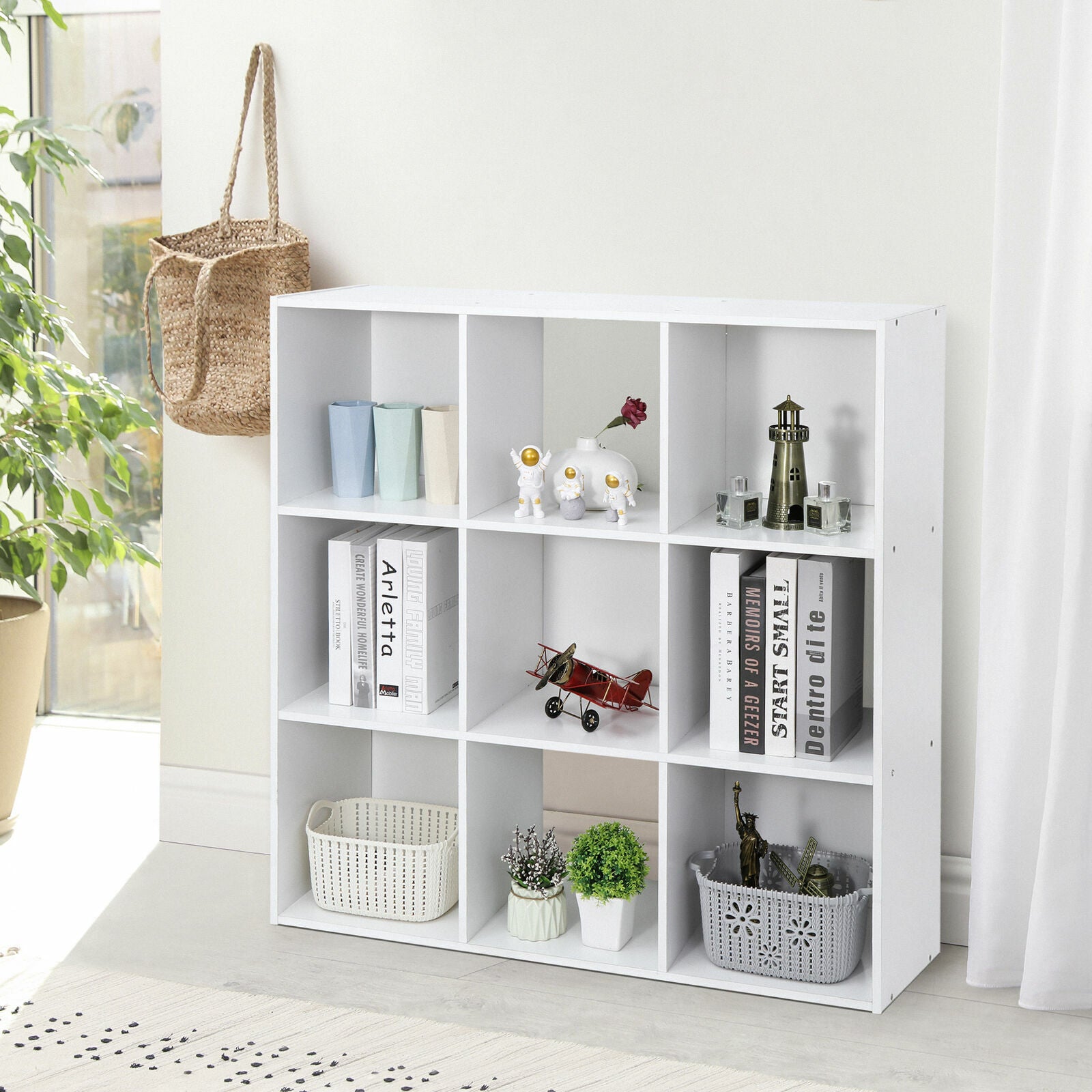 yarn storage Storage Cabinet with Adjustable Shelves - Space Saving 9-Cube Organizer for Bedroom, Living Room & Office