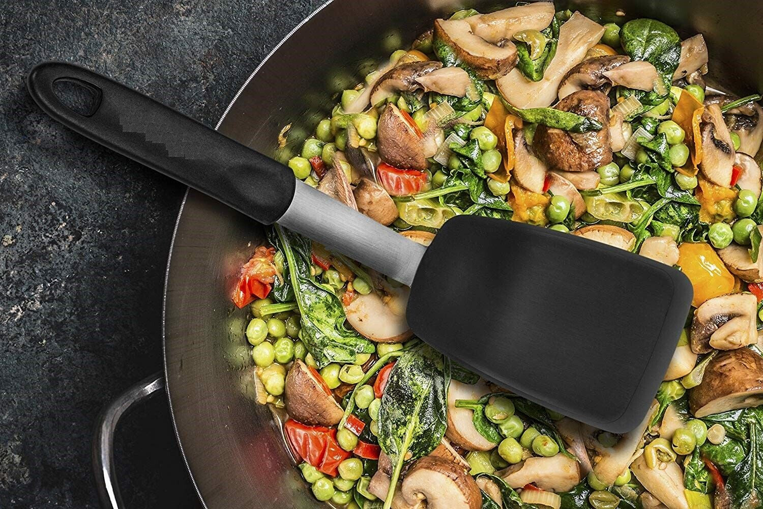 Silicone Spatula Turner - Heat Resistant 440°F, Non-Stick, BPA-Free, Stainless Steel Core, Soft Grip Handle - Perfect for Pancakes, Eggs & Cooking!
