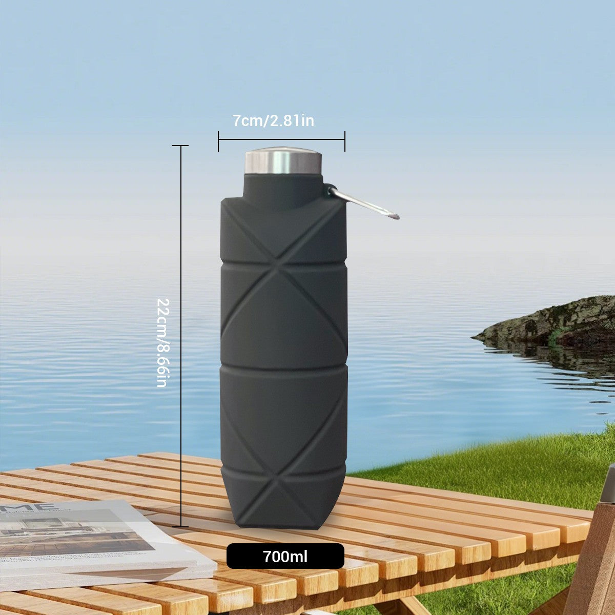 Collapsible Water Bottle,Bpa Free Silicone Reusable Foldable Travel Water Bottle