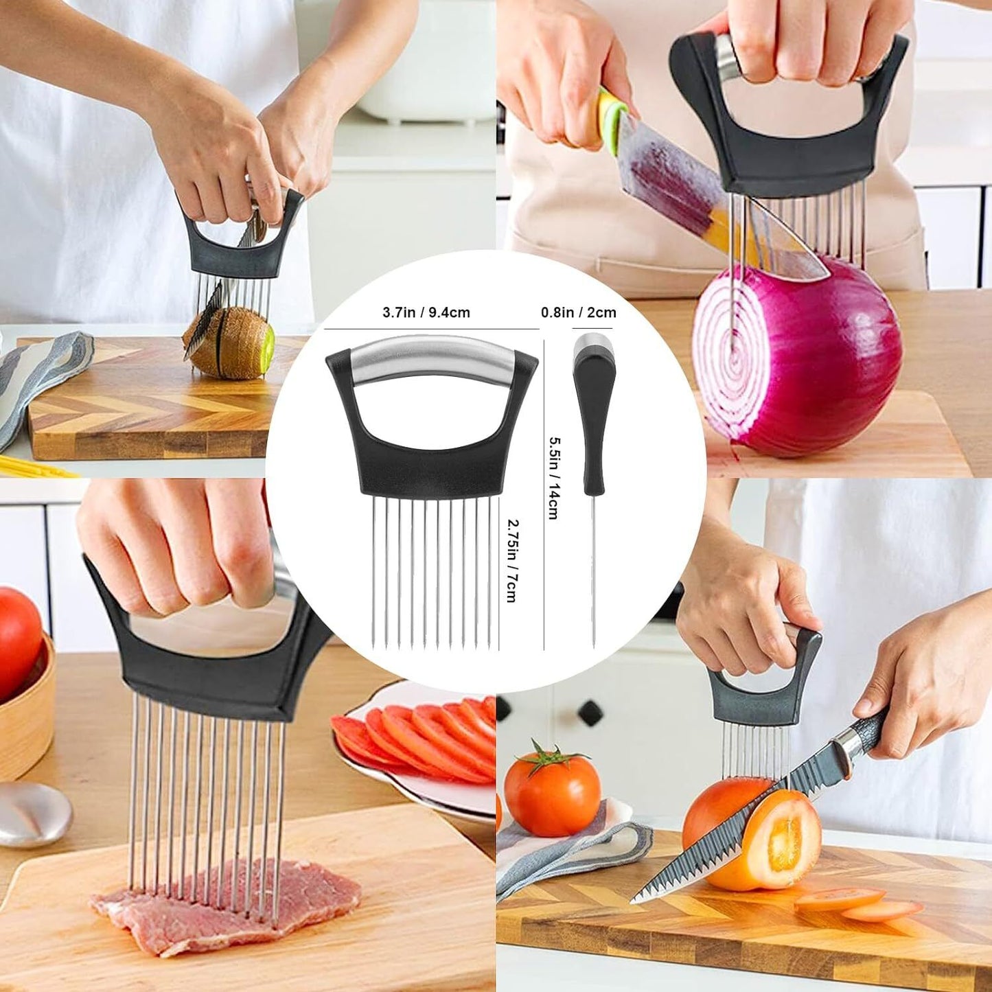 Onion Holder for Slicing, Lemon Tomato Holder for Cutting Food Slicer Assistant, Vegetable Cutter for Potato and Tomato, Avocados, Eggs