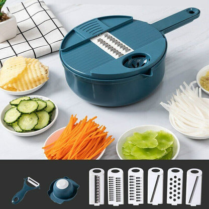 Multi-Function Manual Vegetable Choppe 12 PCS Vegetable Chopper Kitchen Plastic Set Stainless Utensils Chopping Handles Steel