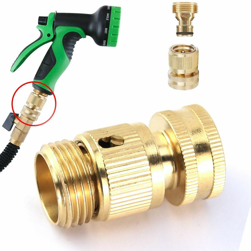 Quick Connect Brass Garden Hose Set 3/4" – Leak-Free, Durable & Easy to Use – Universal Fit for Hose, Spigot & Nozzle – Fast Install & Disconnect