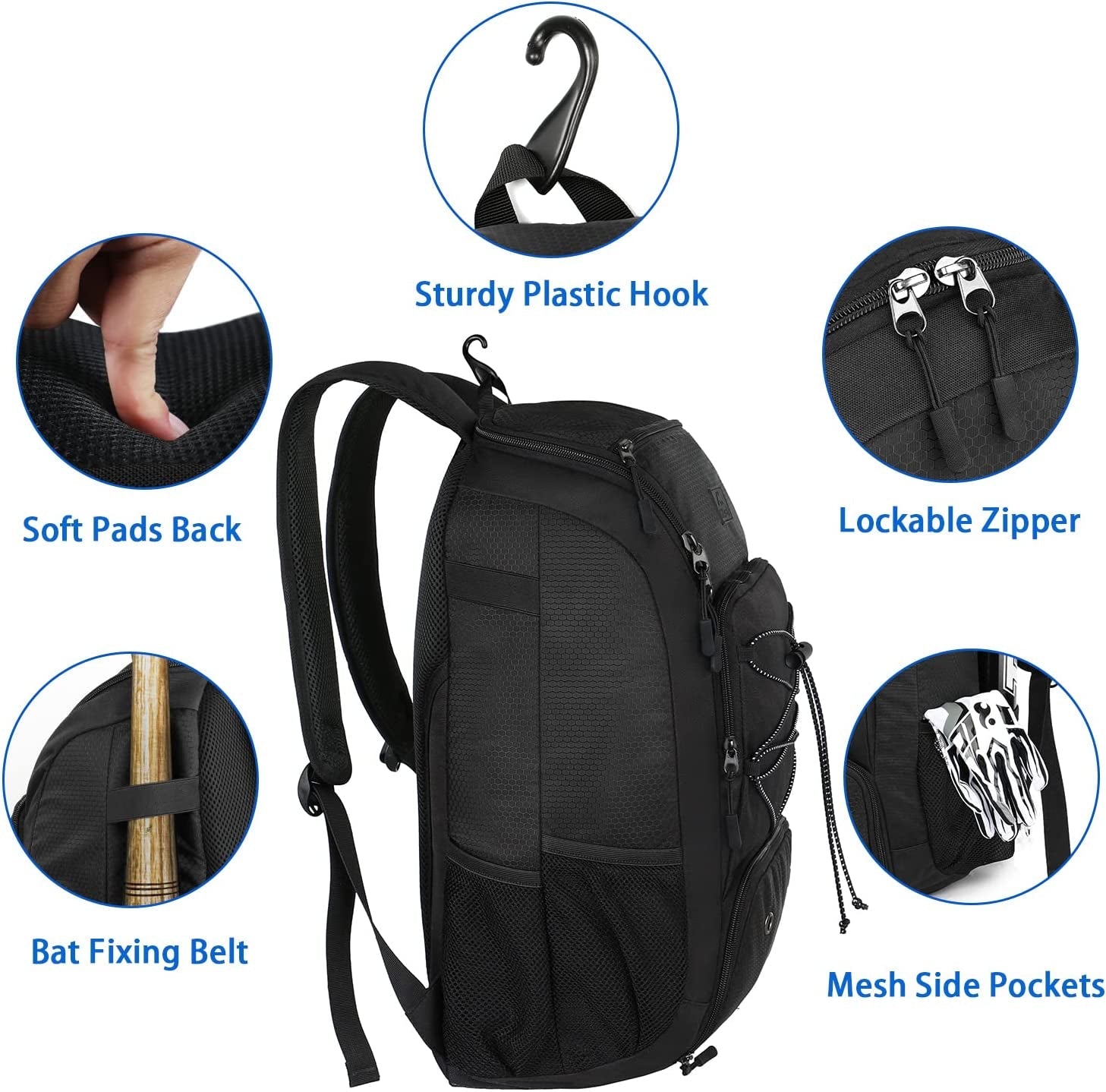 Baseball Backpack Softball Bat Bag with Shoes Compartment Lightweight for Youth