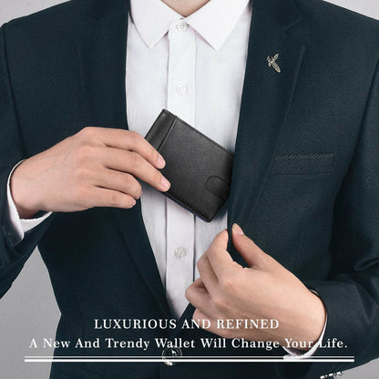 RFID Blocking Men Ultra-Thin Leather Wallet Front Pocket Cash Card Holder Purse