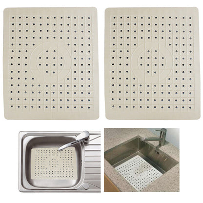 2 Pack Kitchen Sink Mat Drain Pad Protector 10" X 12" Non-Slip Rubber Durable