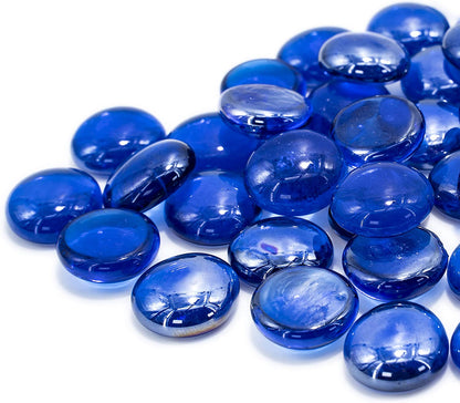 Tempered Crystal Fire Pit Beads Lavaglass round Fire Pit Dispersion Glass, 10 Lb, Indigo Dream