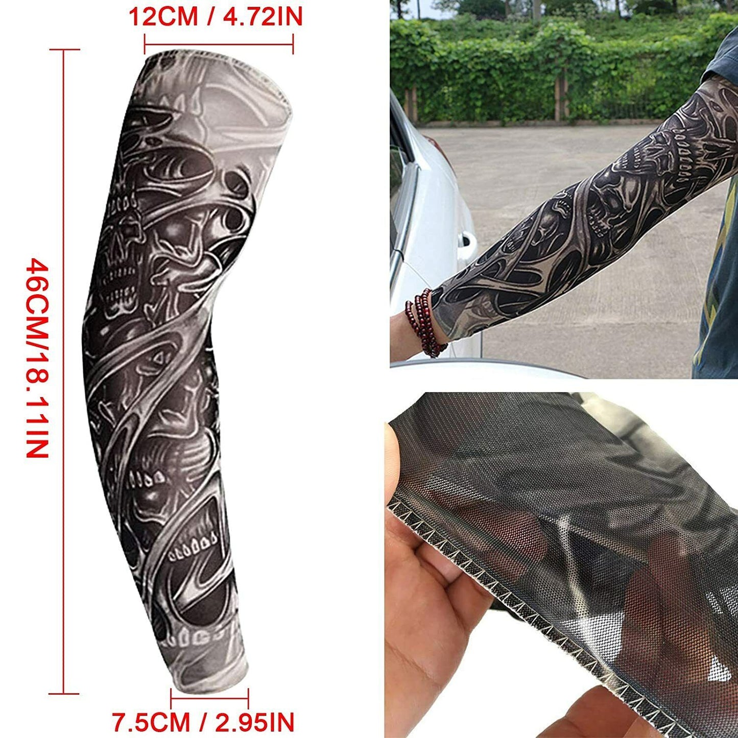 10/12PC Tattoo Cooling Arm Sleeves Cover Basketball Golf Sport UV Sun Protection