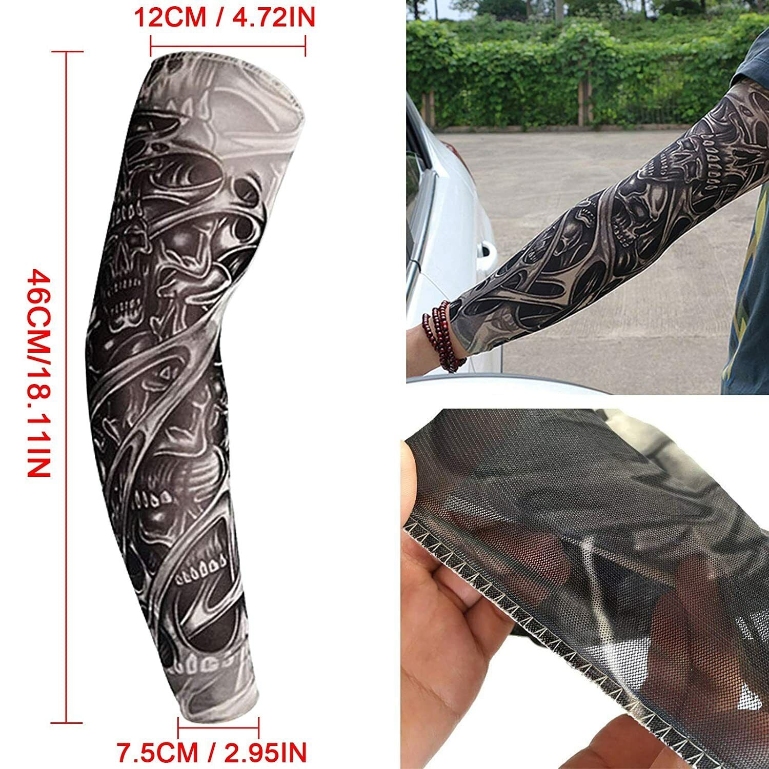 10/12PC Tattoo Cooling Arm Sleeves Cover Basketball Golf Sport UV Sun Protection