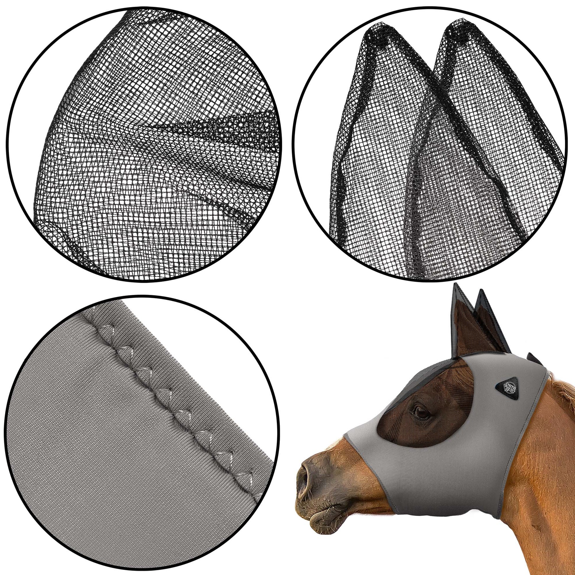 Lycra Horse Fly Mask, Breathable Fabric, Mesh Eyes & Ears, UV Protection