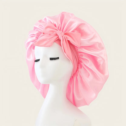 Women Luxurious Satin Bonnet Night Sleep Hair Silk Head Cover Wide Elastic Band