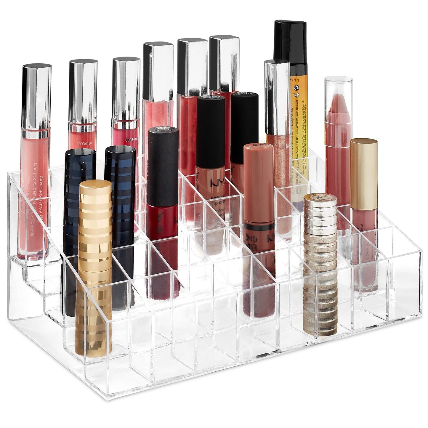 Acrylic Lipstick Organizer Stand - 40 Slot Cosmetic Display Makeup Case - Clear