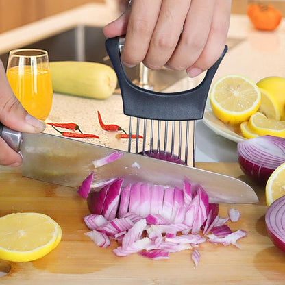 Onion Holder for Slicing, Lemon Tomato Holder for Cutting Food Slicer Assistant, Vegetable Cutter for Potato and Tomato, Avocados, Eggs