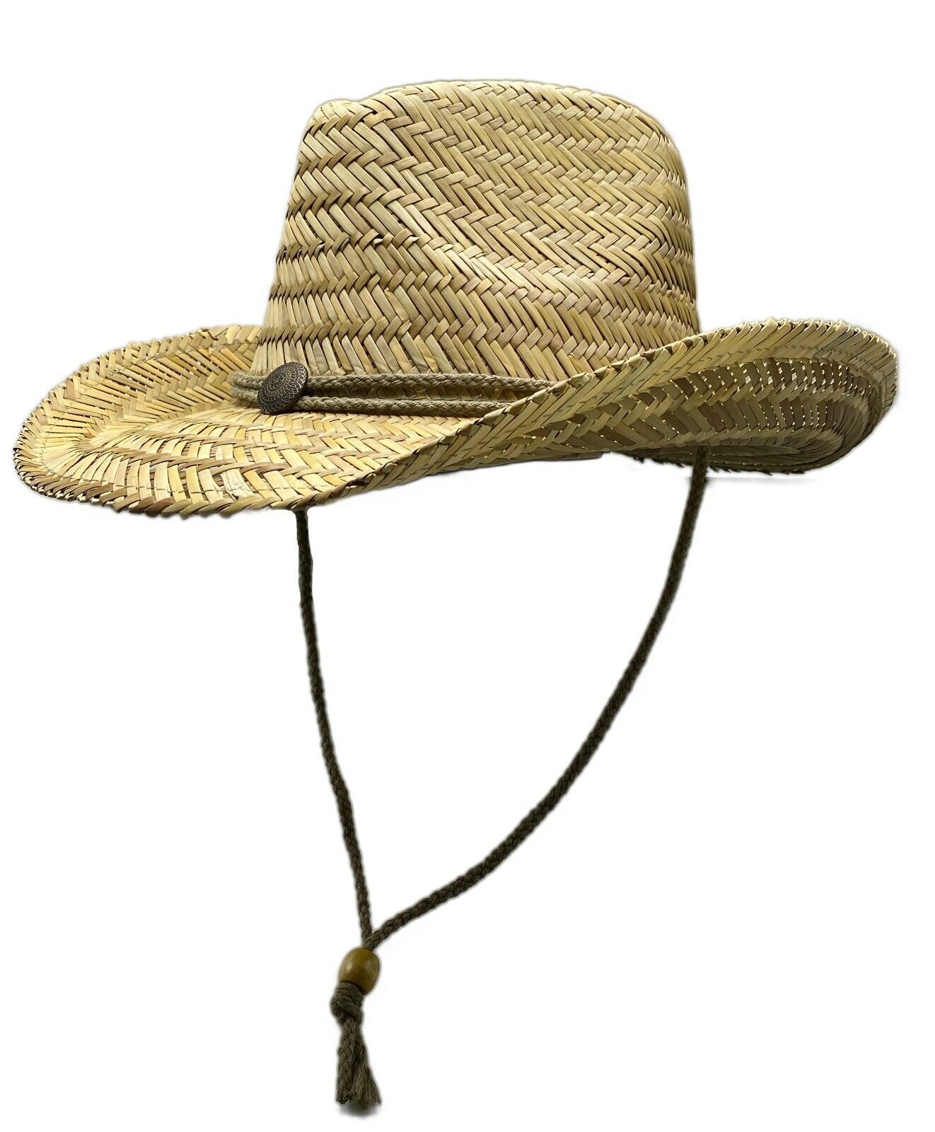 Lifeguard Straw Hat Light Western Cowboy Natural with Adjustable Chin Cord