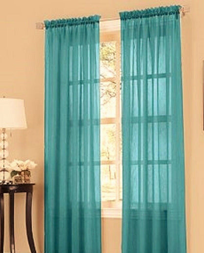 2 Piece Sheer Voile Window Elegance Curtains Drape Treatment 63, 84 Length