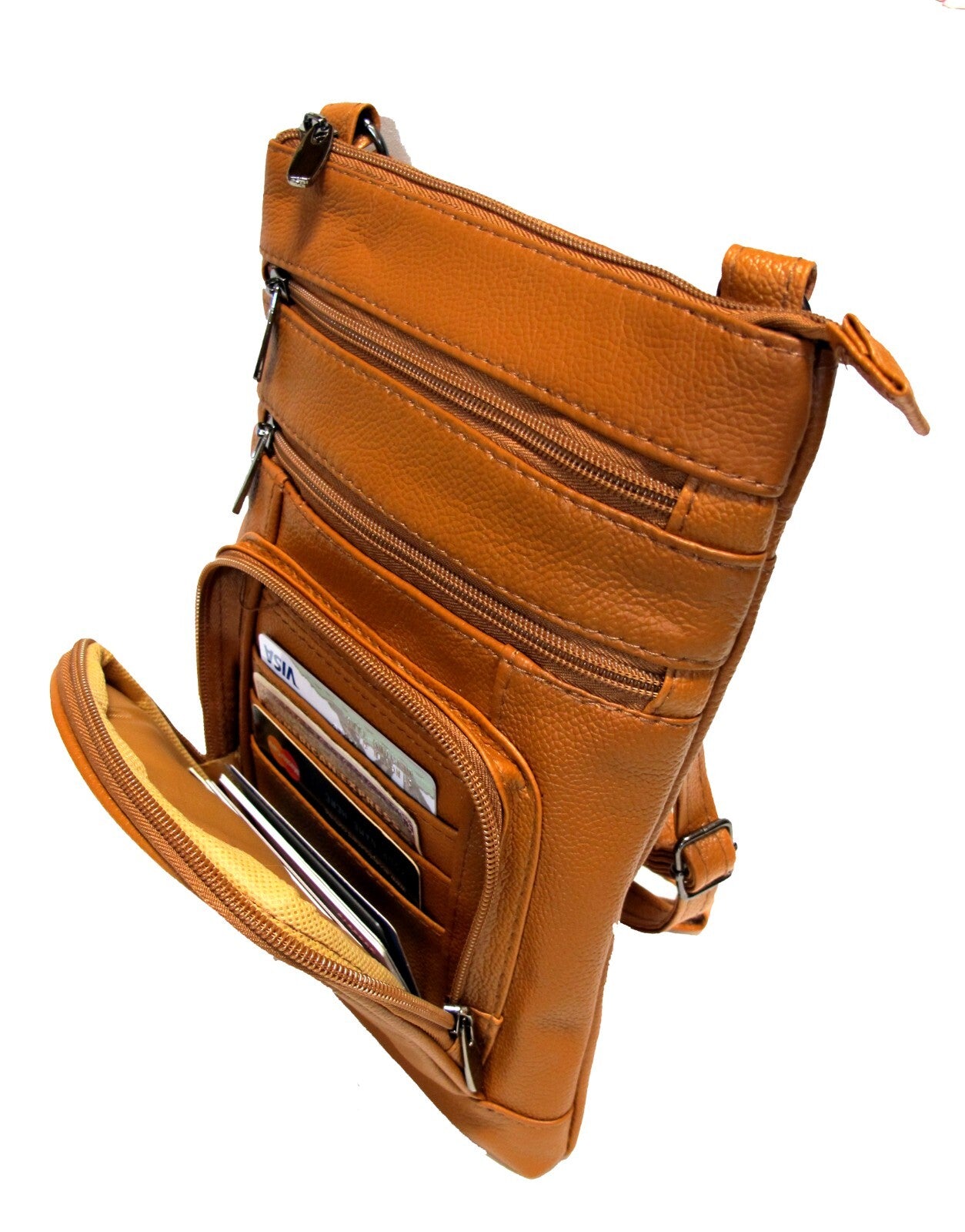Real Leather Shoulder Bag Handbag Purse Cross Body Organizer Smart Phone Pockets
