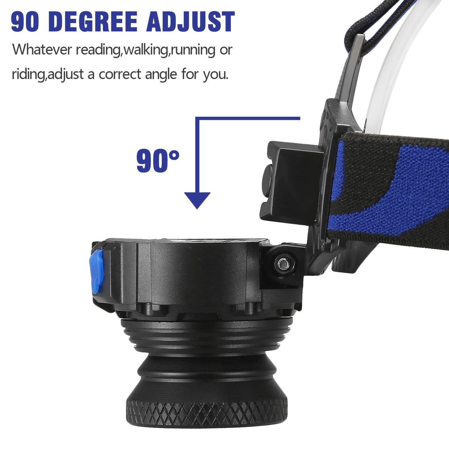 Tactical Headlight Rechargeable LED Headlamp+Batt+