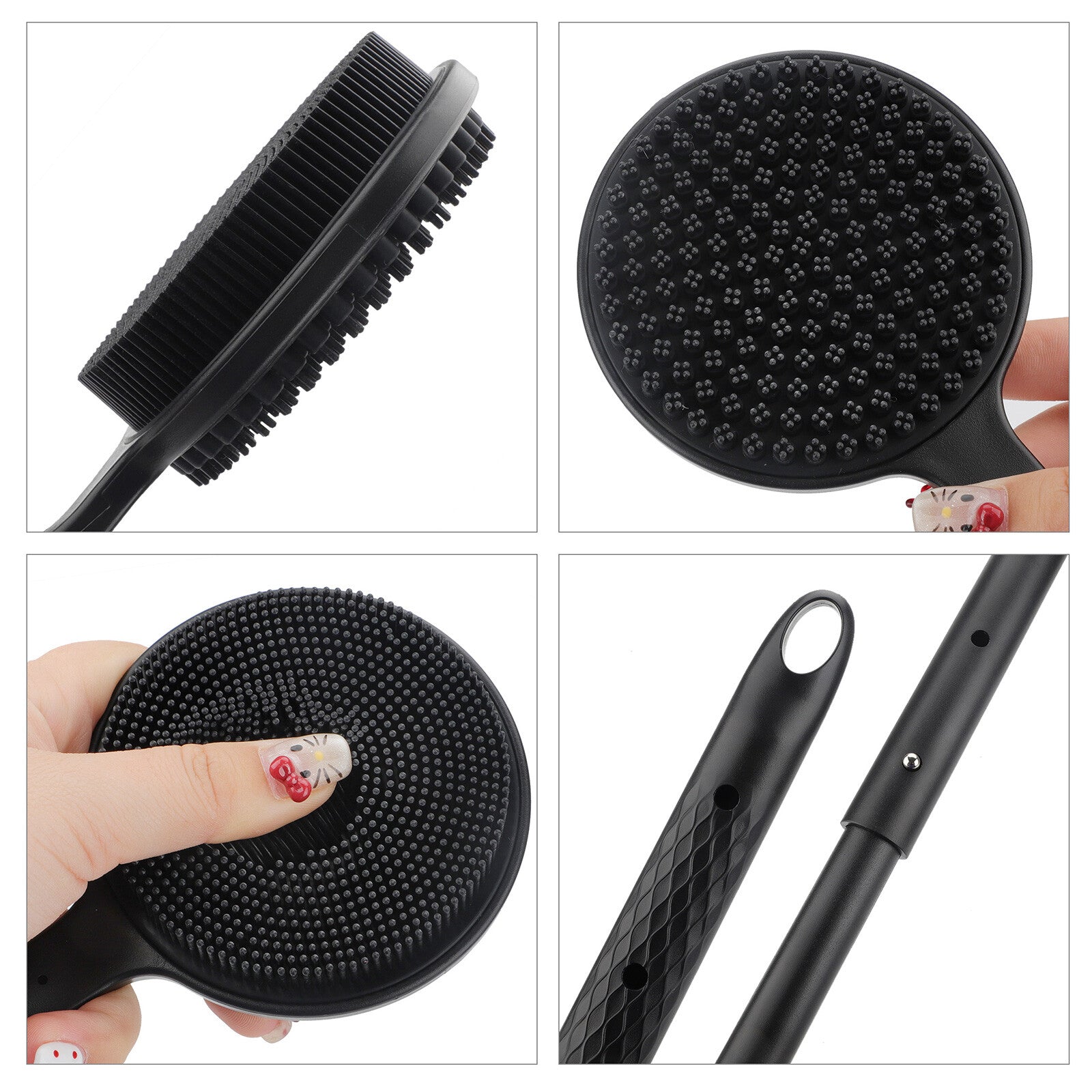 24" Long Handle Bath Brush for Shower, Telescopic Back Scrubber Body Exfoliator