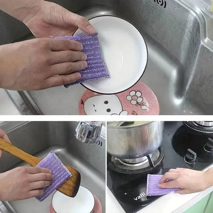 Kitchen Cleaning Sponges, 4-Piece Reusable Steel Scrub – Heavy-Duty Multiuse Scrubbers for Dishes, Pots & Pans, Tough on Grease & Grime!