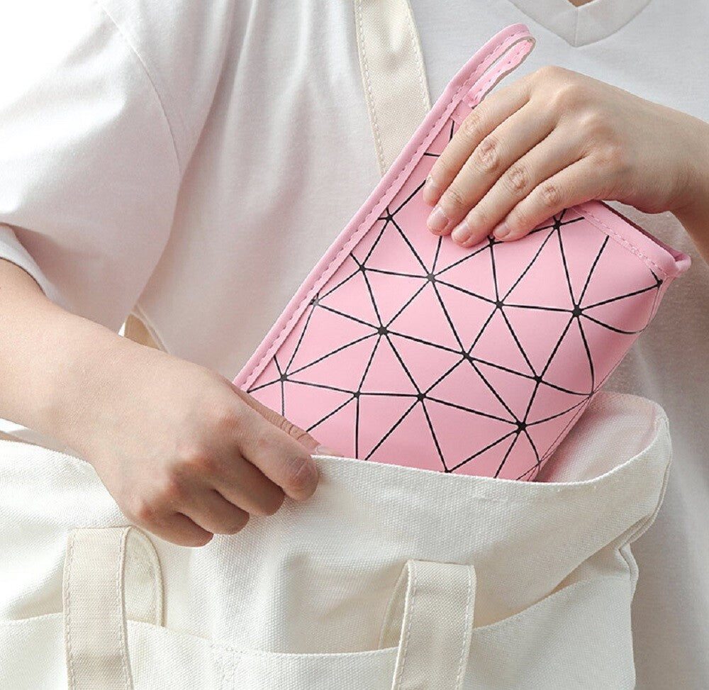 PU Leather Makeup Bag – Zipper Pouch Organizer Elegant Toiletry Cosmetic Holder