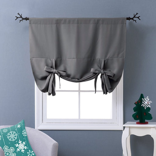 NICETOWN Thermal Insulated Blackout Curtain - Bathroom Curtain Grey Tie up Shade