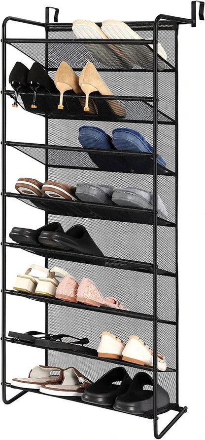 Metal Shoe Rack for Door Hanging – 8-Tier Metal Shoe Organizer Storage, Space-Saving Shoe Holder for Entryway, Closet, or Hallway, Easy Installation