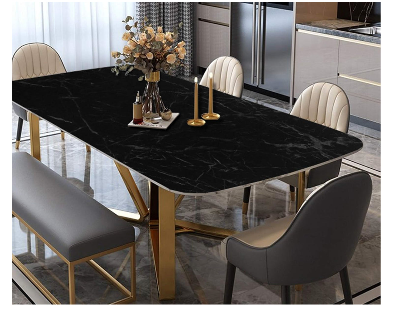 Arthome Black Marble Wallpaper,17"X