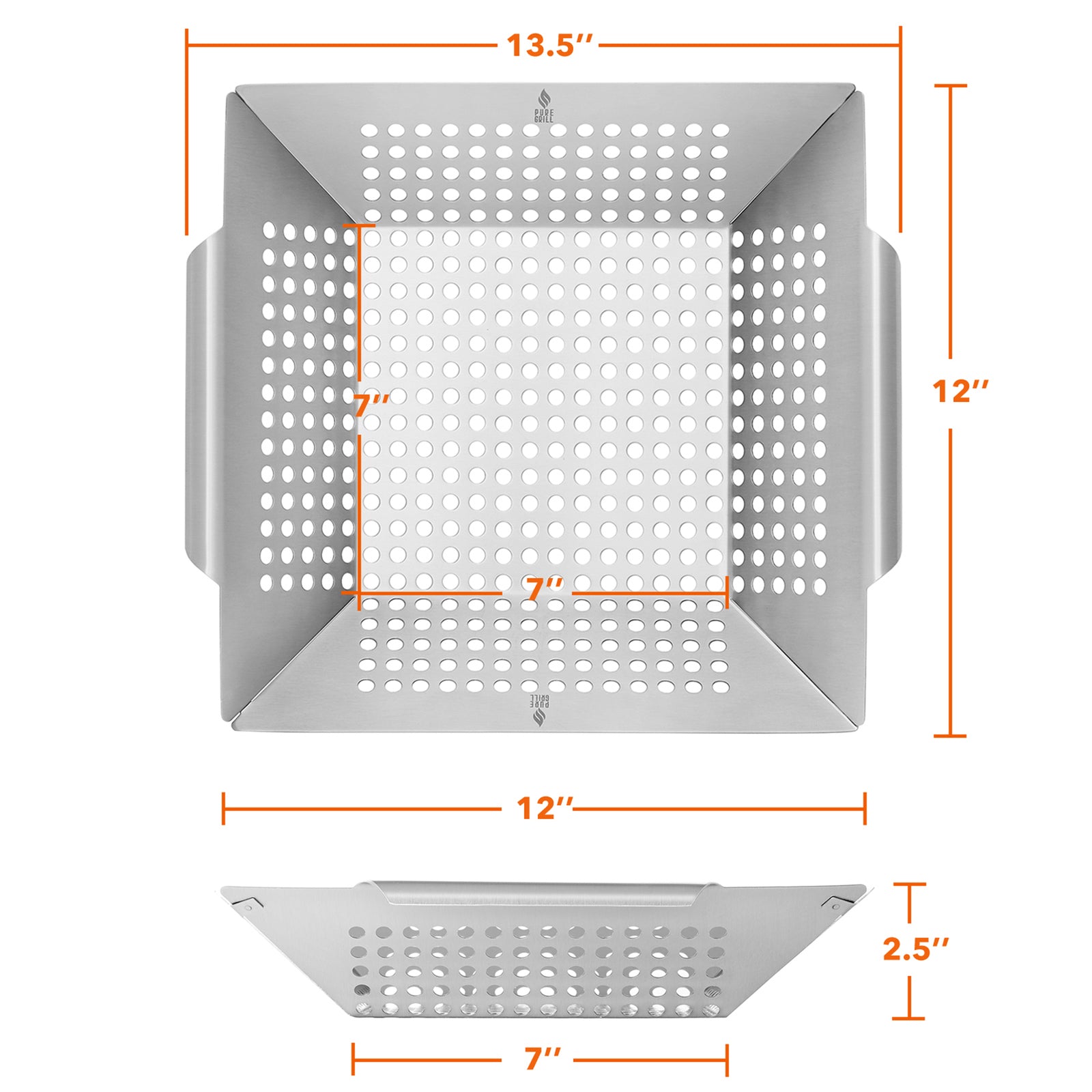 Vegetable Grill Basket - Stainless Steel Barbecue Wok Pan Tray for Grilling