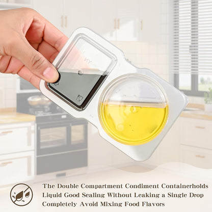 20 Sets Reusable Snack Containers 2 Compartment Condiment Container with Lids Sn
