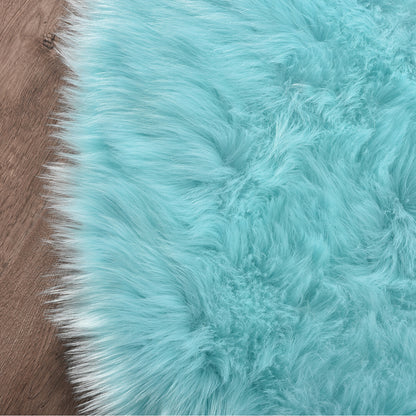 Faux Fur Sheepskin Fluffy Area Rugs round Shaggy Carpet for Bedroom Living Room