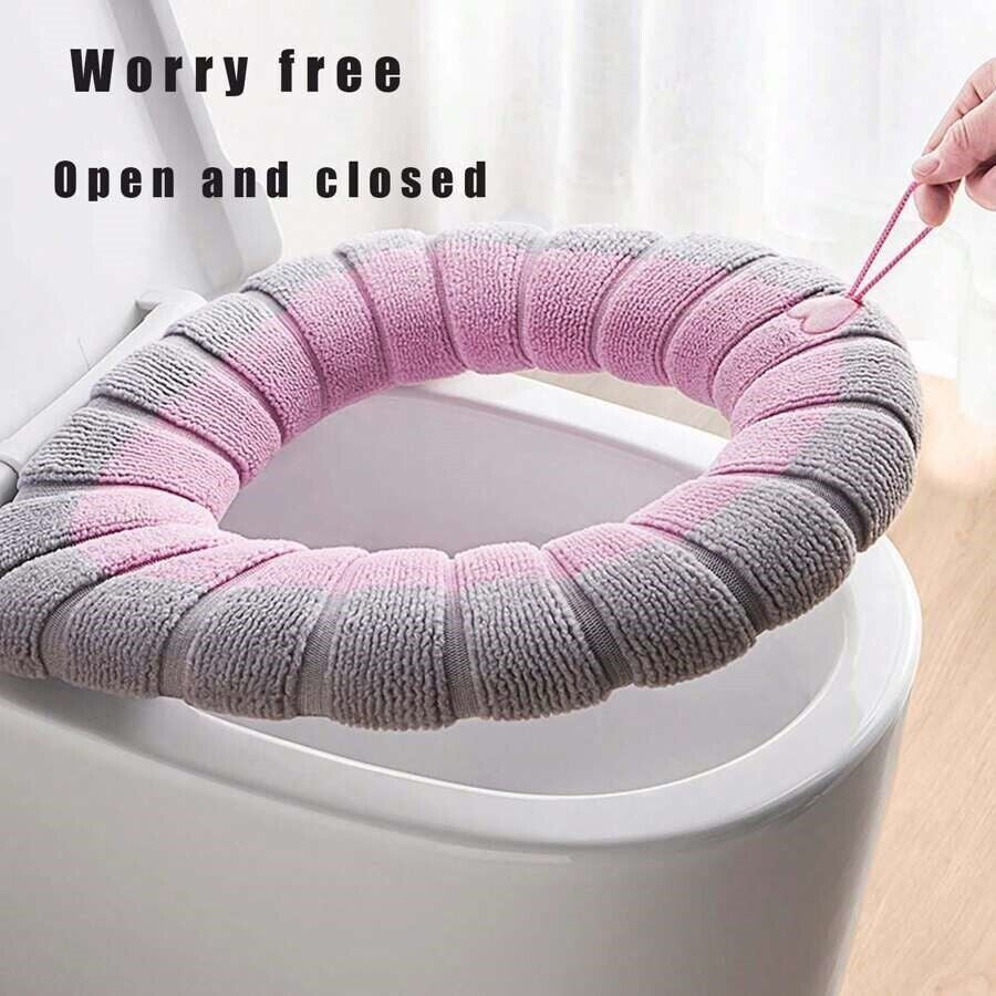 Cozy Bathroom Soft Thicker Stretchable Toilet Seat Cover – Washable & Warmer Cushion Mat for Cold Mornings | Viral Comfort Find