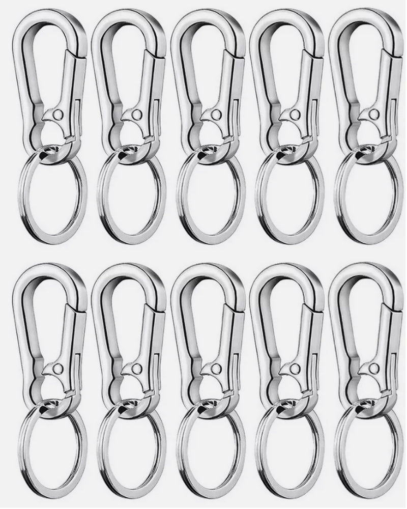 Carabiner Keychain Clip Key Ring Chain Holder - Rust-Free Zinc Alloy, Detachable Ring, Pack of 5/10 - Durable & Stylish Key Holder for Outdoor Use