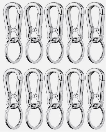 Carabiner Keychain Clip Key Ring Chain Holder - Rust-Free Zinc Alloy, Detachable Ring, Pack of 5/10 - Durable & Stylish Key Holder for Outdoor Use