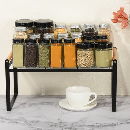 Kitchen Cabinet Shelf Organizer Wood Counter Rack Stackable Storage Holder kitchen supplies gadgets