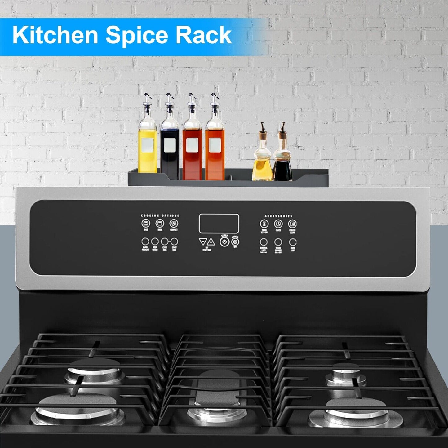 🔥 Magnetic Stove Top Shelf - Space-Saving Silicone Spice Rack, Easy to Clean, Fits Most Stoves, Non-Slip Storage Organizer for Kitchen Countertops 🔥