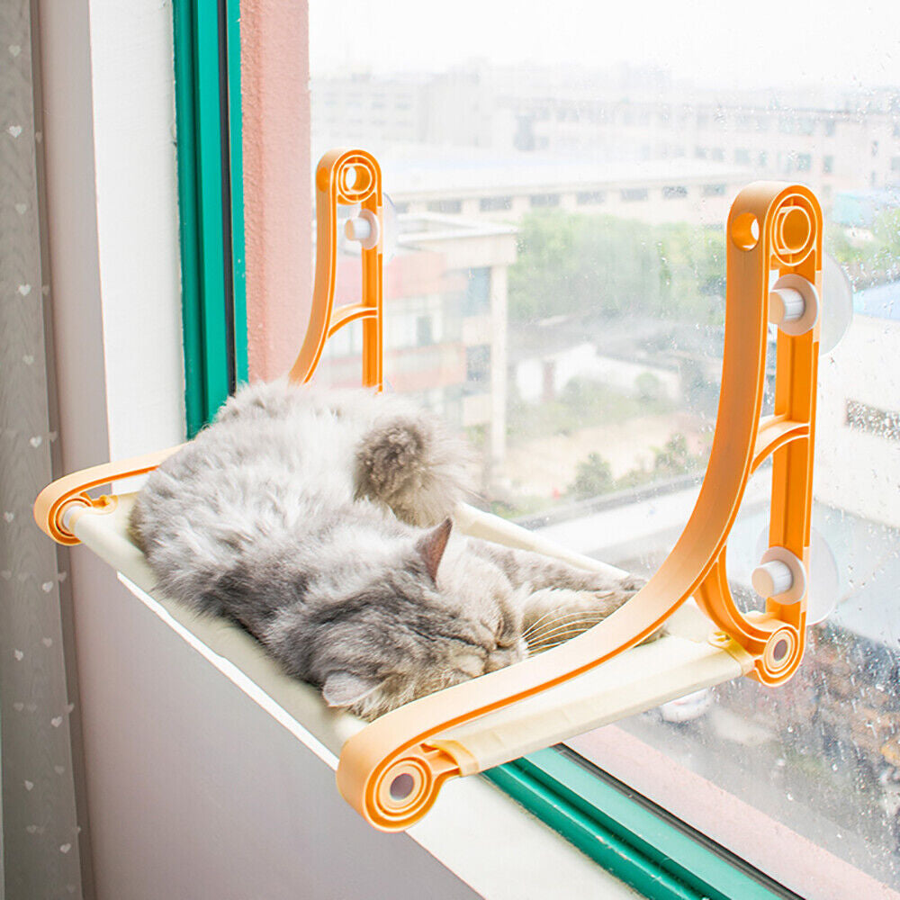 Cat Window Hammock Perch Seat - Strong Suction Cups, Breathable Canvas, Durable Design, Perfect Sunbathing & Birdwatching Spot for Your Furry Friend!