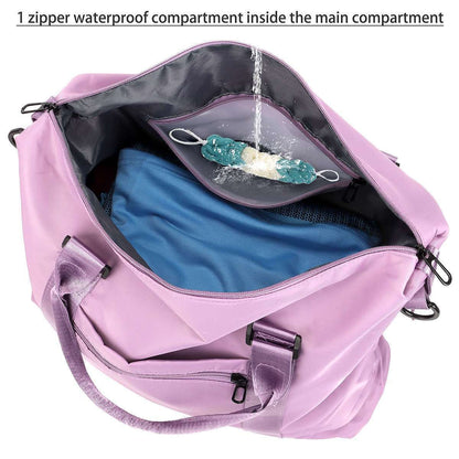 Durable Waterproof Foldable Travel Bag for Women | Large Oxford Duffle Tote with Trolley Sleeve, Multi Compartments & Adjustable Shoulder Strap