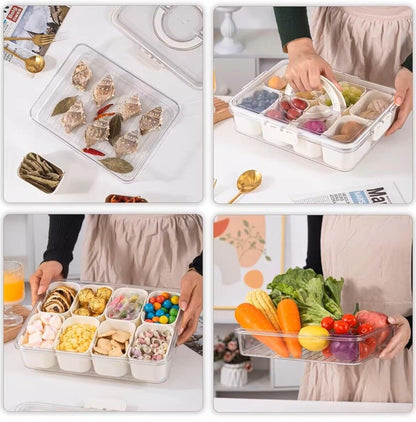 veggie tray, Snack Container with Removable Cups – Portable, Airtight & Stackable for Snacks, Charcuterie, Fruits, Meal Prep & Pantry Organization 