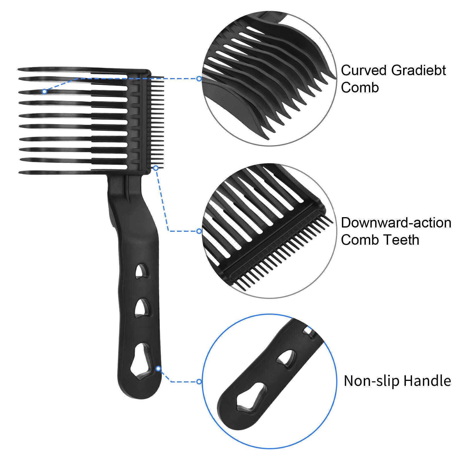 Curved Barber Clipper Comb - 2PCS Hair Cutting Comb for Fades, Flat Tops & Short Styles, Ergonomic Design, Flexible Haircare Lightweight Heatless