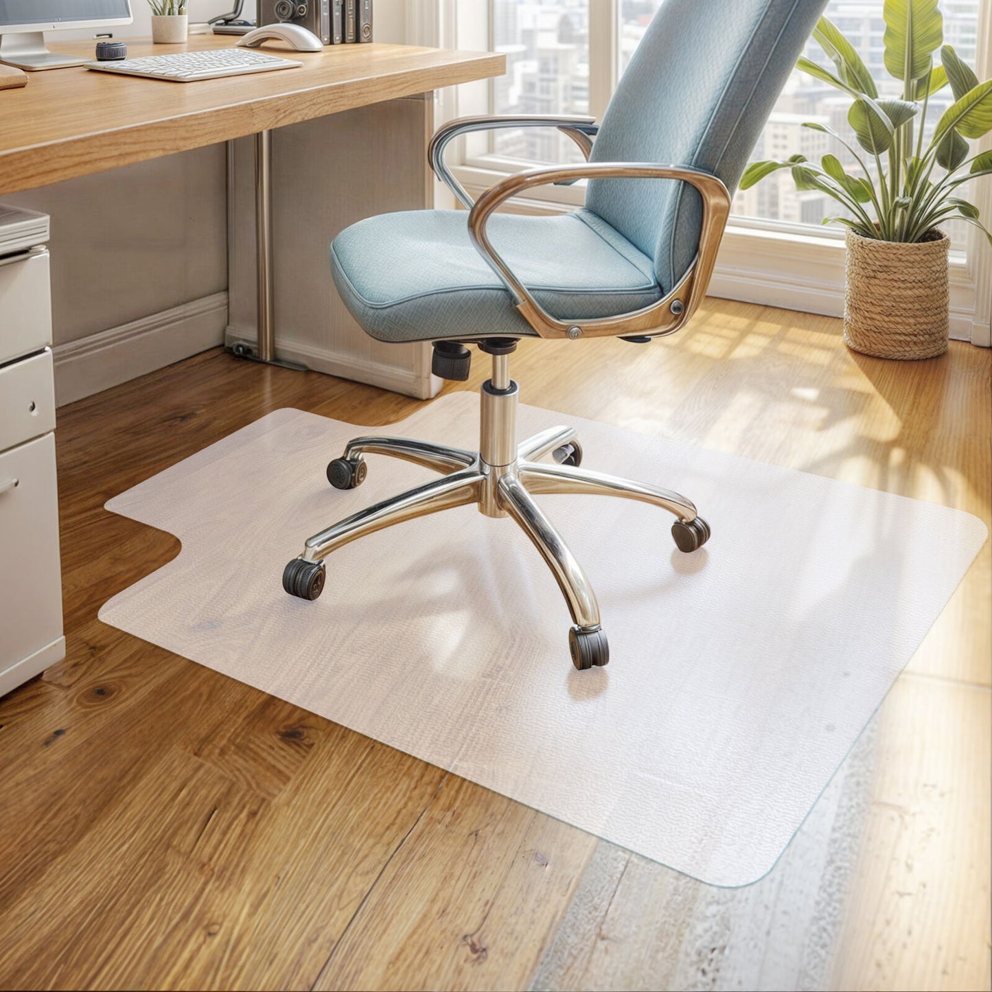 Protect Hard Floors with 48"x36" Office Chair Mat – Durable Clear PVC Mat with Lip for Hardwood, Tile, Laminate – Slip-Resistant & Easy to Clean