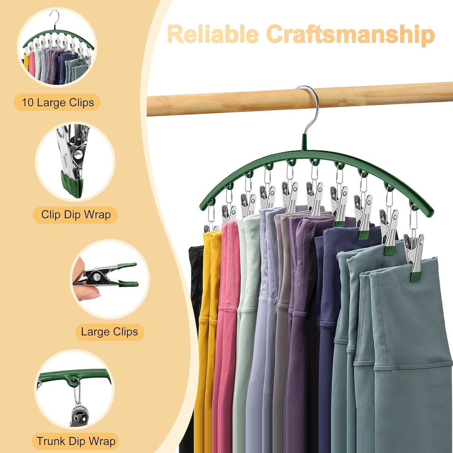 2 Pack Legging Organizer for Closet Metal Yoga Pants Hangers Each with 10 Clips