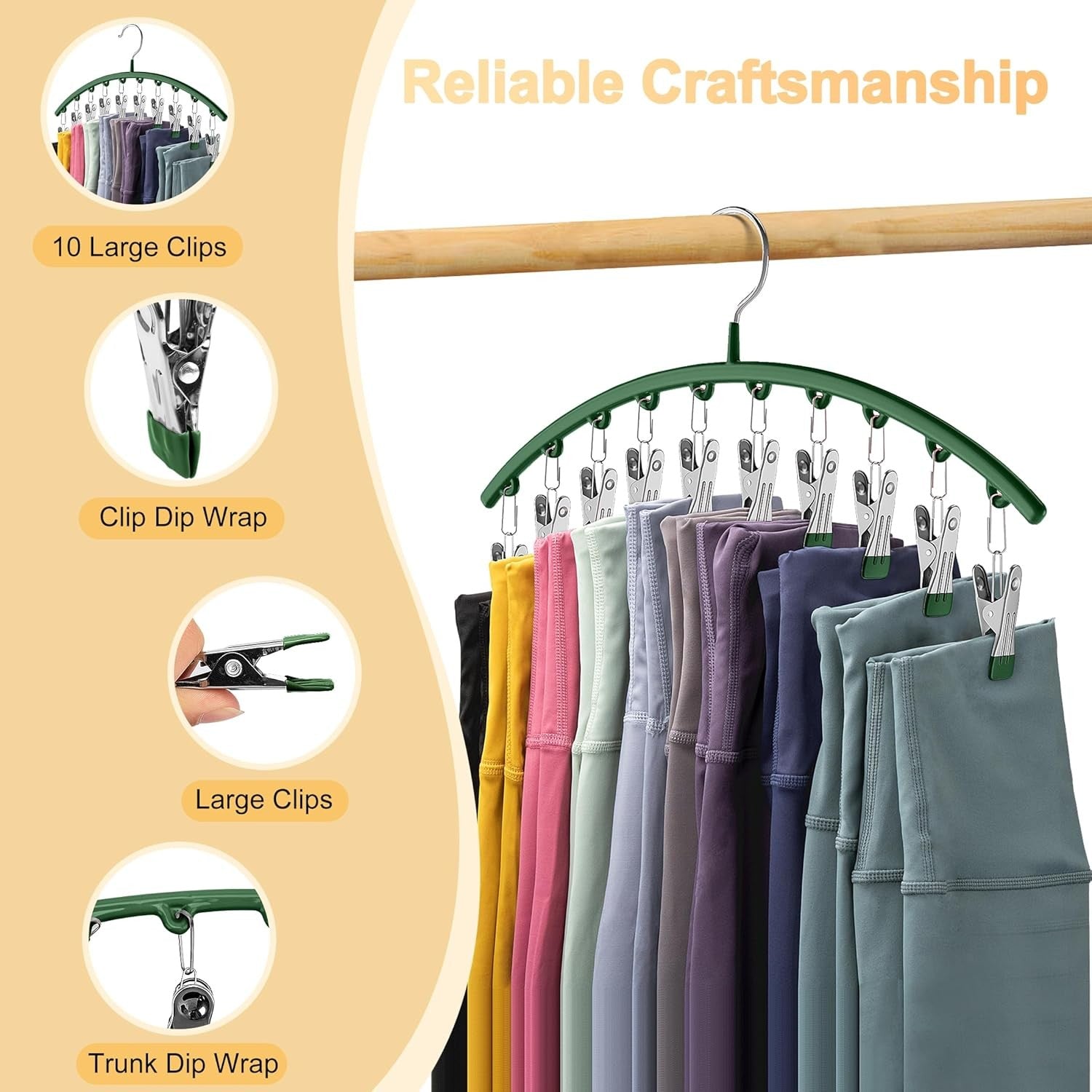 2 Pack Legging Organizer for Closet Metal Yoga Pants Hangers Each with 10 Clips