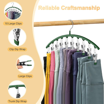 2 Pack Legging Organizer for Closet Metal Yoga Pants Hangers Each with 10 Clips