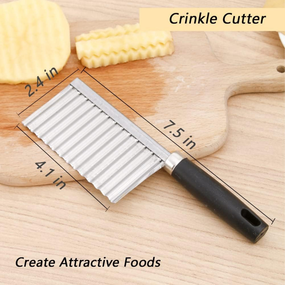 Crinkle Wavy Cutter Stainless Steel Vegetable Potato Chip French Fry Slicer Tool