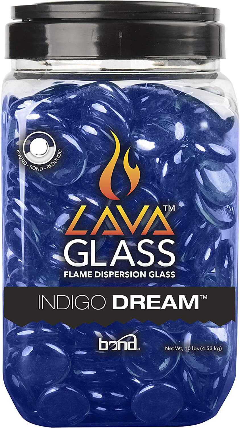 Tempered Crystal Fire Pit Beads Lavaglass round Fire Pit Dispersion Glass, 10 Lb, Indigo Dream