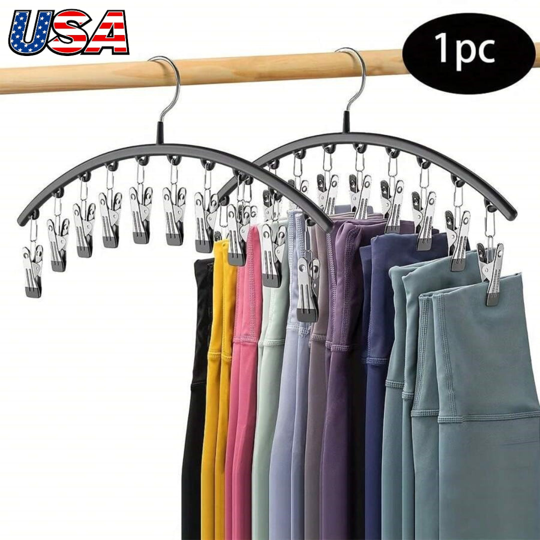 Hangers with Clips Space Saving Pants Closet Organizer Hanging Legging Organizer