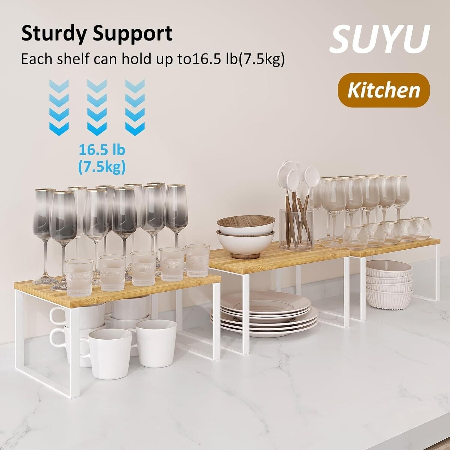 House Organizers Kitchen Organization Hack Maximize Space with SUYU's Premium Bamboo Spice Rack Stackable Durable and Stylish